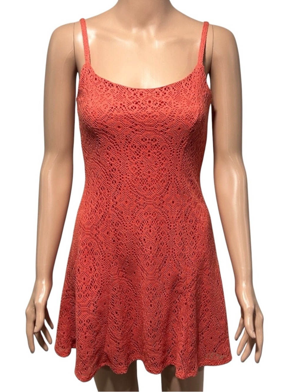 Garage Fiery Orange Lace Mini Dress
